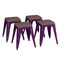 Flash Furniture 18" Backless Table Height Stool with Wooden Seat, Stackable Purple Metal Indoor Dining Stool, Commercial Grade - Set of 4